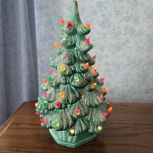 Vintage Ceramic Christmas Tree with Multicolor Lights
